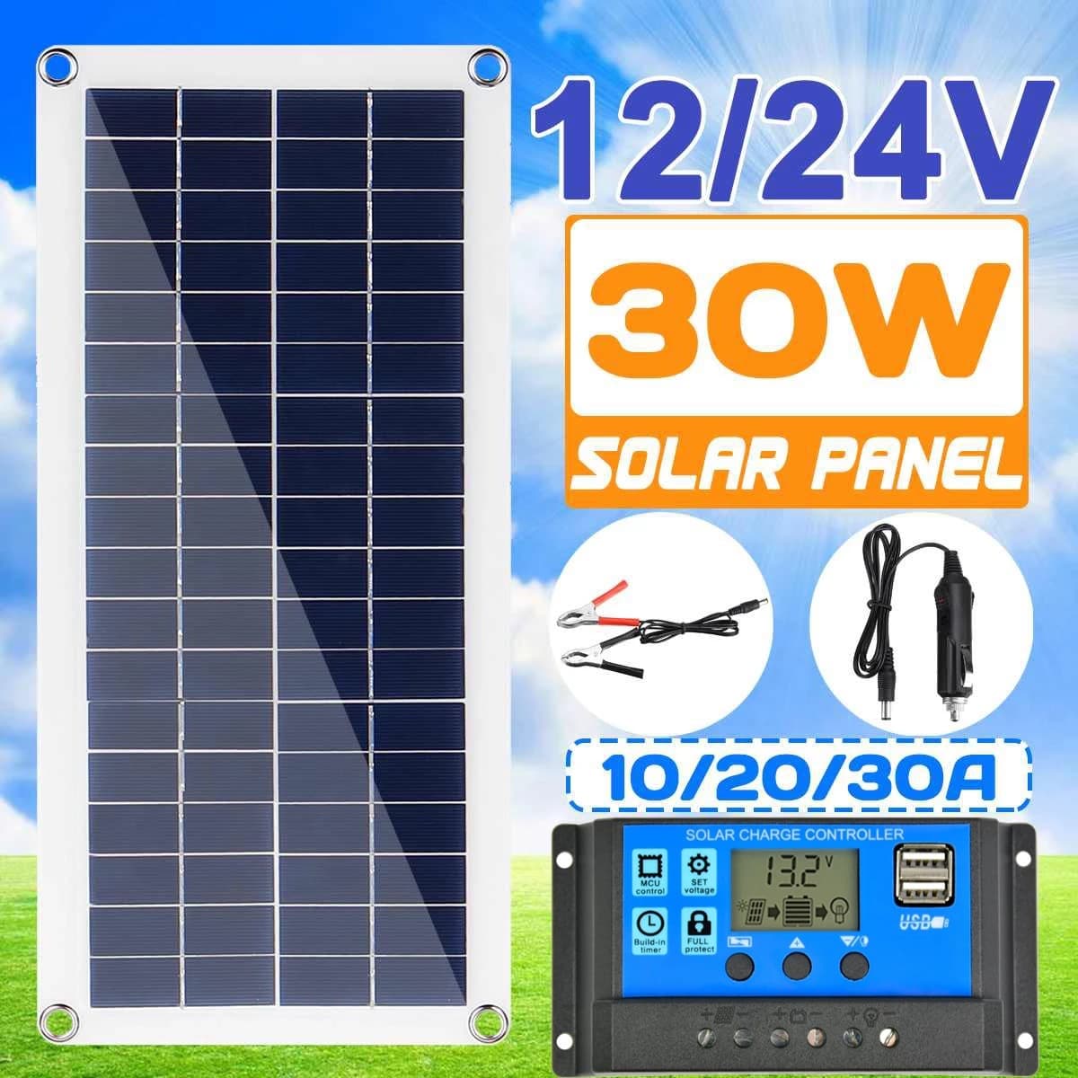 10W 30W 100W Flexible Solar Panel for Car/Boat Battery Charger Dual Output Solar Panel