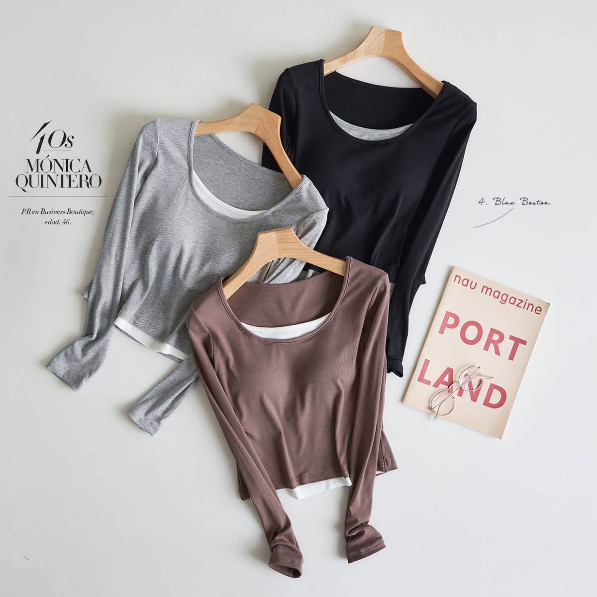 Ribbed Fake Two-Piece Round Neck Long Sleeve Base Layer, Women's Thin Inner Layer T-Shirt Outer Wear Top