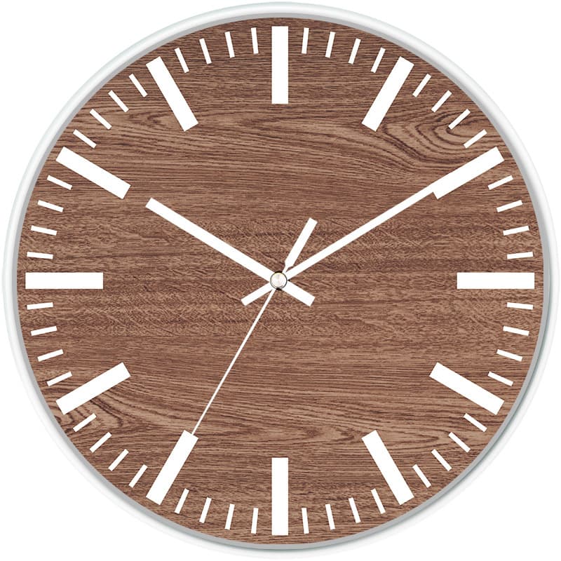 8-Inch Faux Wood Grain Decorative Nordic Minimalist Wall Clock for Living Room Bedroom Wall-Mounted Home Decor