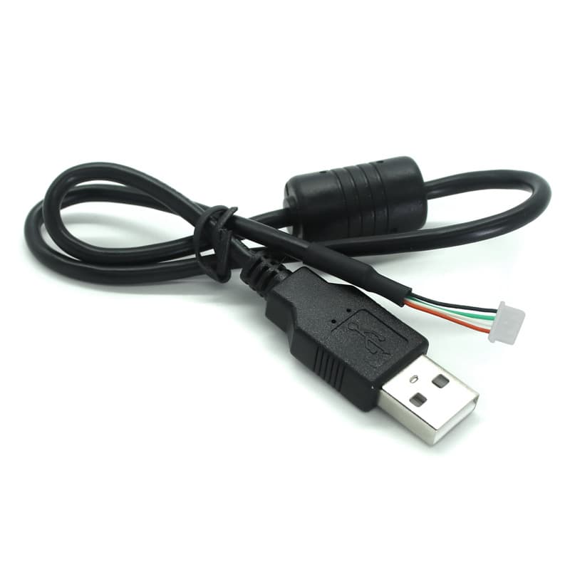 Custom Industrial Equipment Internal Cable USB 2.0 AM to 4-Pin Terminal with Ferrite Core Shielded Data Cable