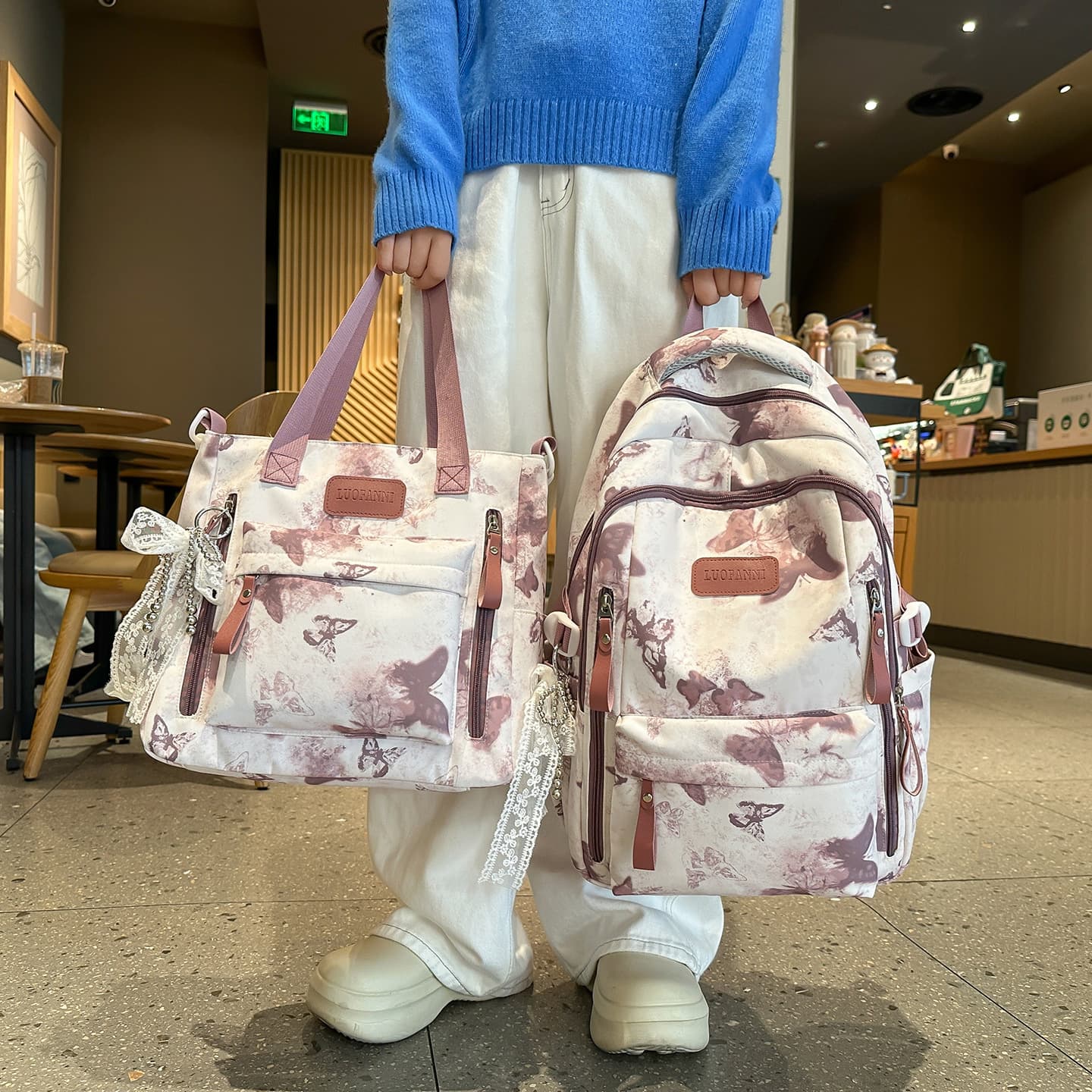 Chinese style ink print high-value schoolbag junior high school student burden-reducing backpack high school student durable travel backpack