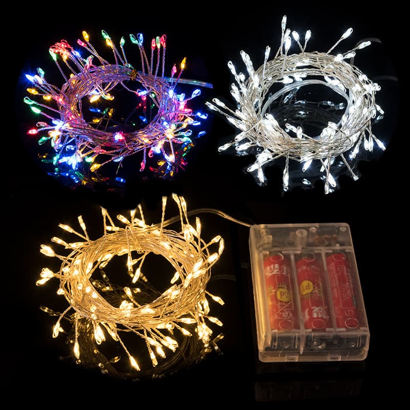 Cross-border waterproof firecracker lights for Christmas decoration, USB remote-controlled centipede copper wire colored LED string lights.