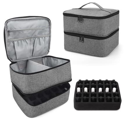 Amazon New Nail Polish Portable Bag Double-Layer Nail Polish Storage Bag Holds 30 Bottles Cosmetic Bag Organizer