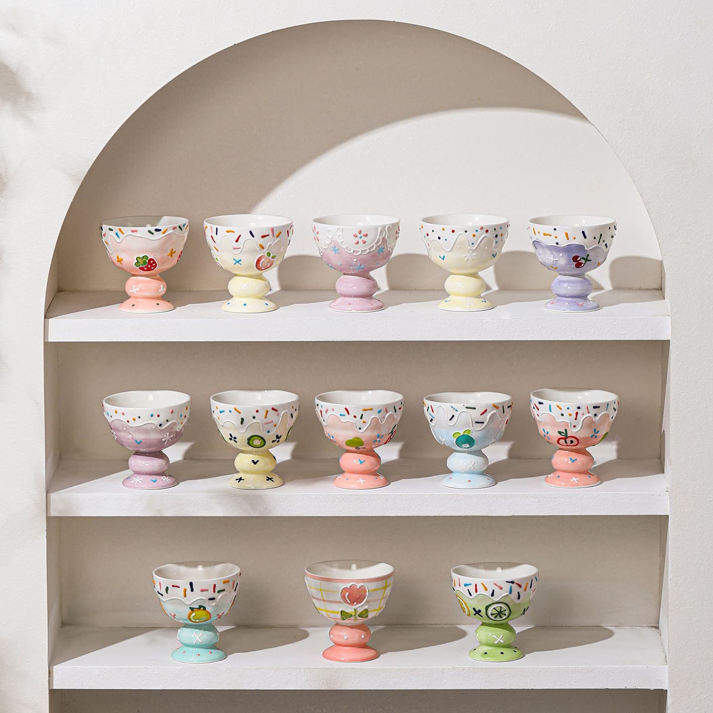 Ceramic Cup Home Dessert Cup High Appearance Water Cup Cute Ice Cream Goblet Girl's Heart Creative Ice Cream Cup