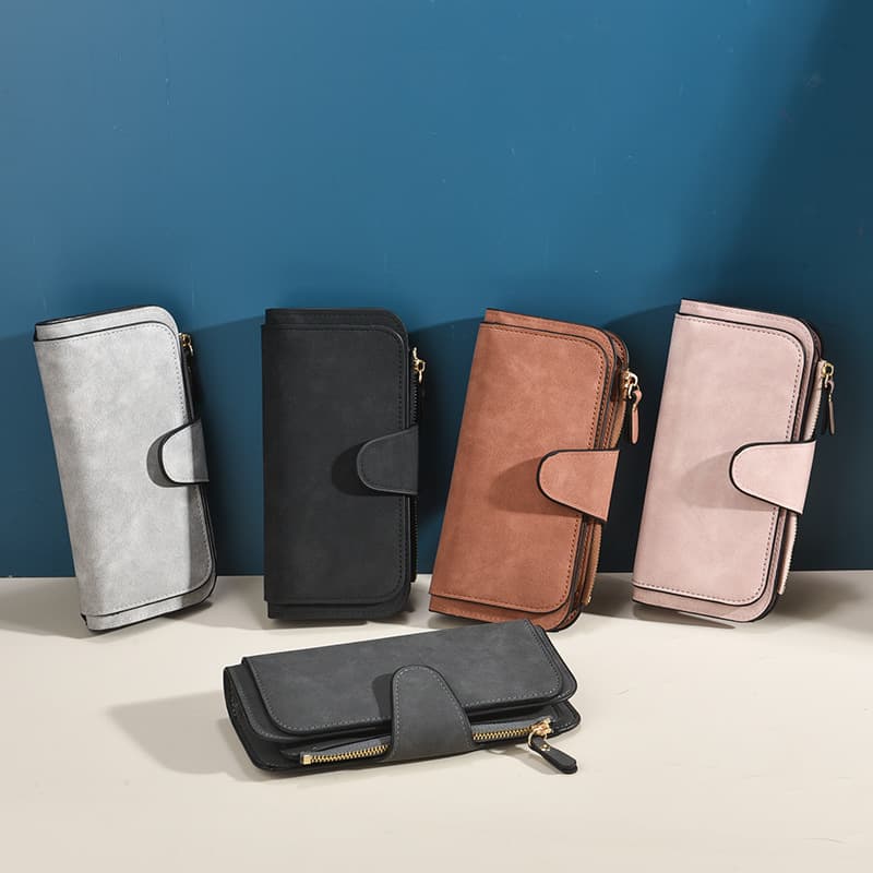 New Women's Fashion Wallet with Snap Closure, Korean Style, Tri-Fold, Large Capacity, Multiple Card Slots, Matte Finish, Cross-Border