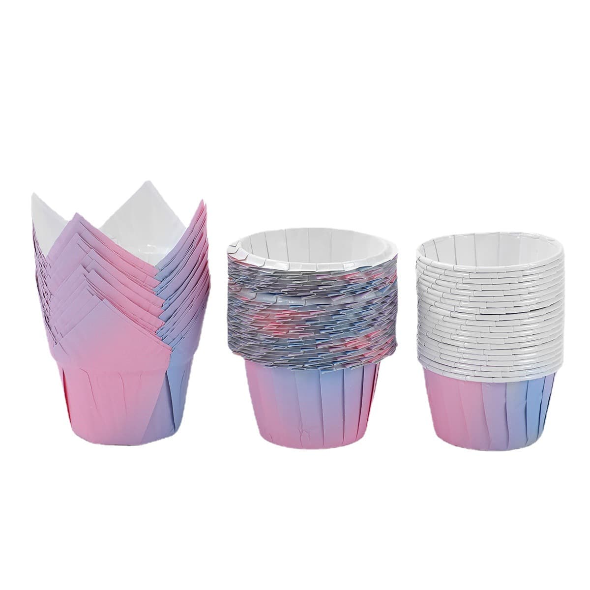 Gradient Color Muffin Cups Cake Paper Cups Home Use Dessert Table Muffin Lace Oven Tulip Paper