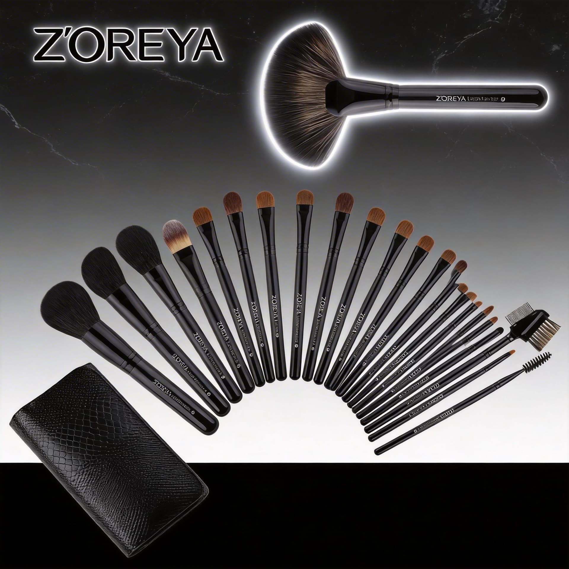 Zhuoerya Red Crocodile Texture 21-Piece Complete Set of Animal Hair Wool Makeup Brushes with Wooden Handles Full Set