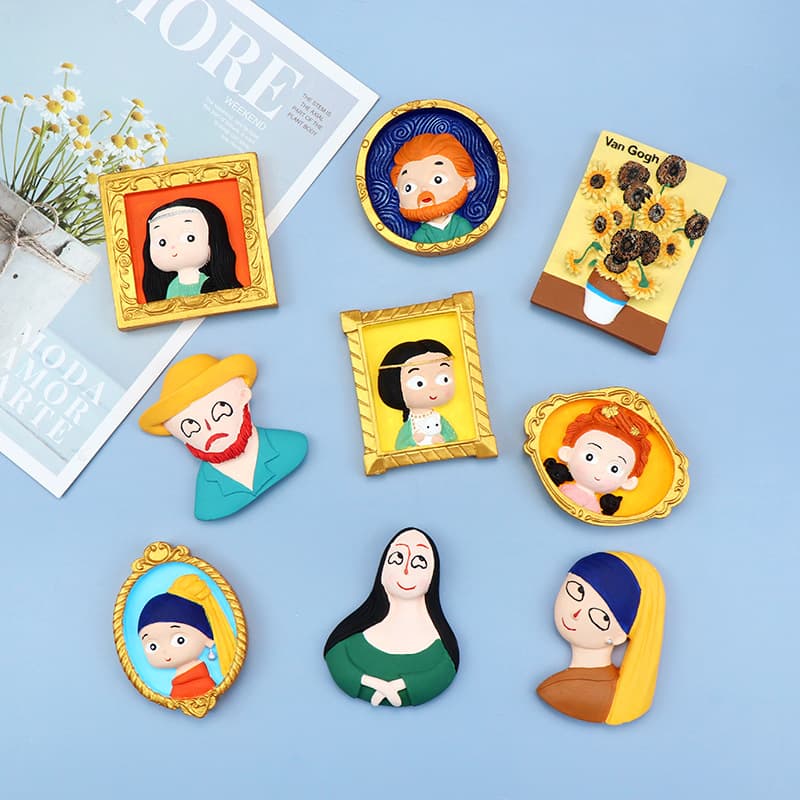 Handmade DIY Cute Creative World Famous Painting Fridge Magnet Car Air Vent Aromatherapy Plaster Decoration Silicone Mold