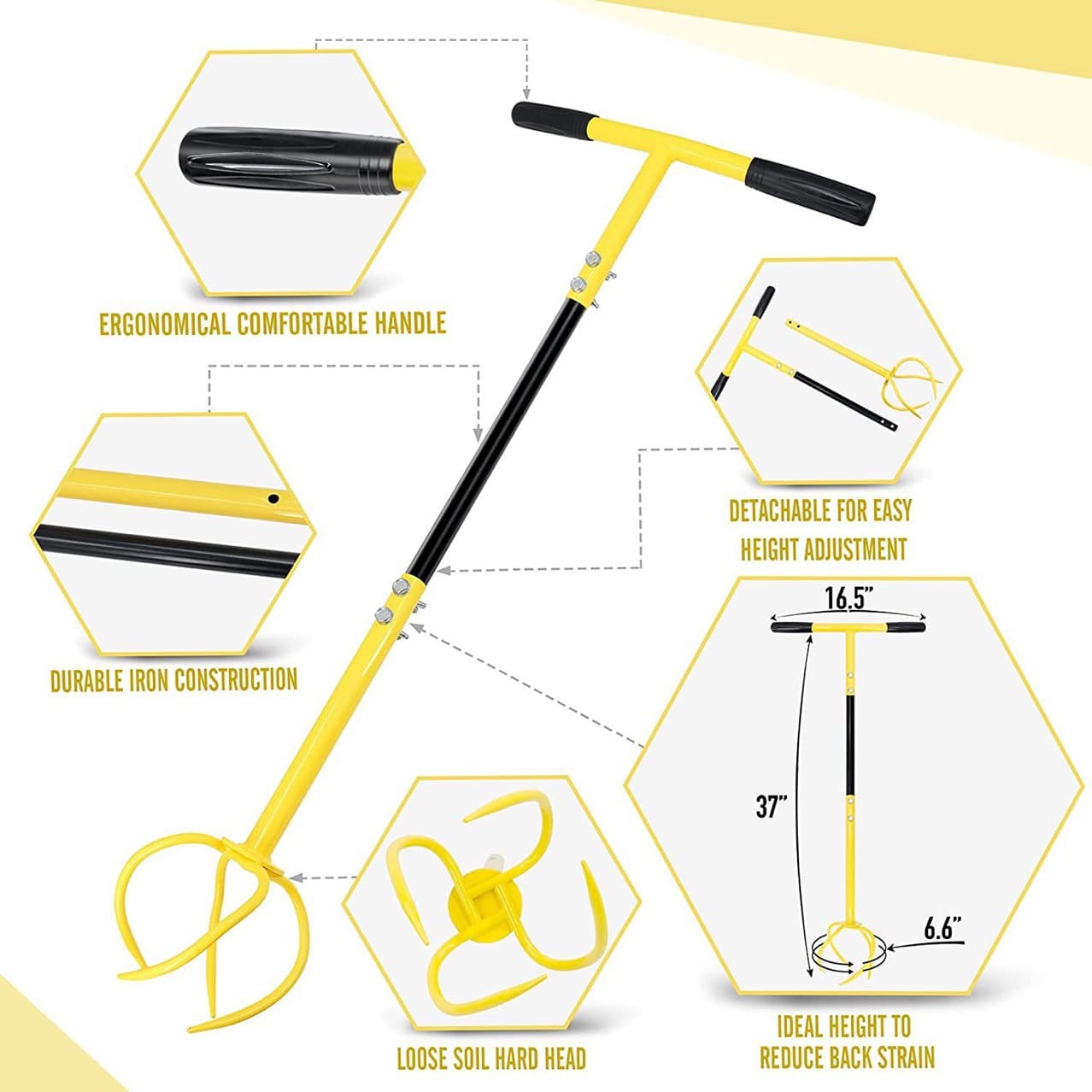 Garden Soil Grabber, Amazon Bestseller Lawn Aerator and Soil Loosening Tool, Hole Punching Tool H