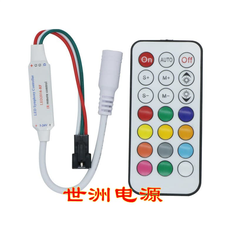 12V/24V Colorful LED Strip Light RF Wireless Controller, Mini IR 21-Key WS2811/2812