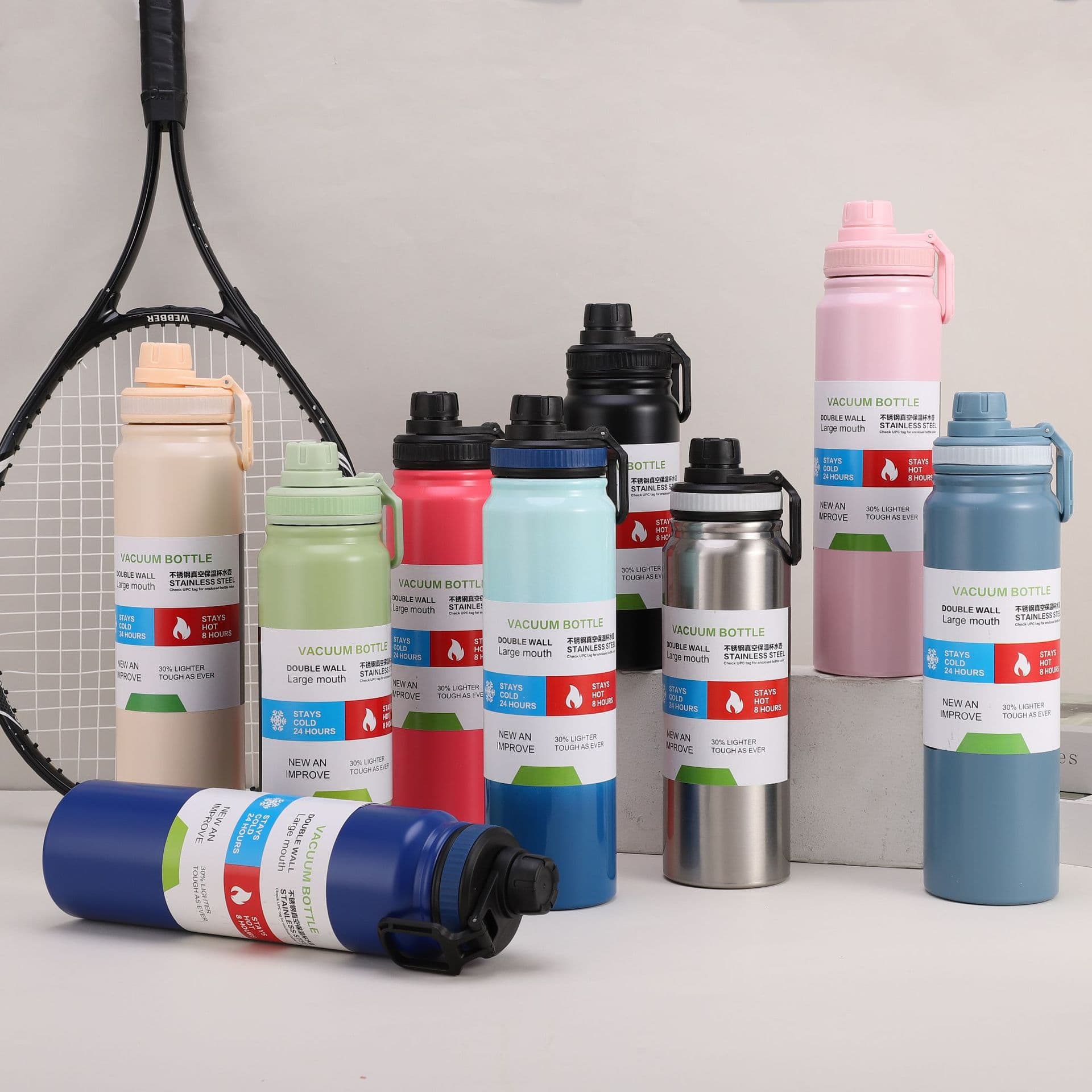 Business 304 stainless steel thermos cup sports portable large capacity vacuum straight cup corporate gift water cup printable