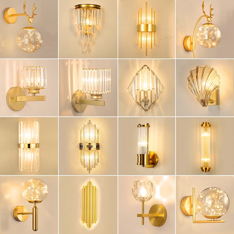 Post-modern Simple Crystal Wall Lamp Nordic Light Luxury Living Room Background Wall Stair Aisle Lamp Corridor Bedroom Bedside Lamp
