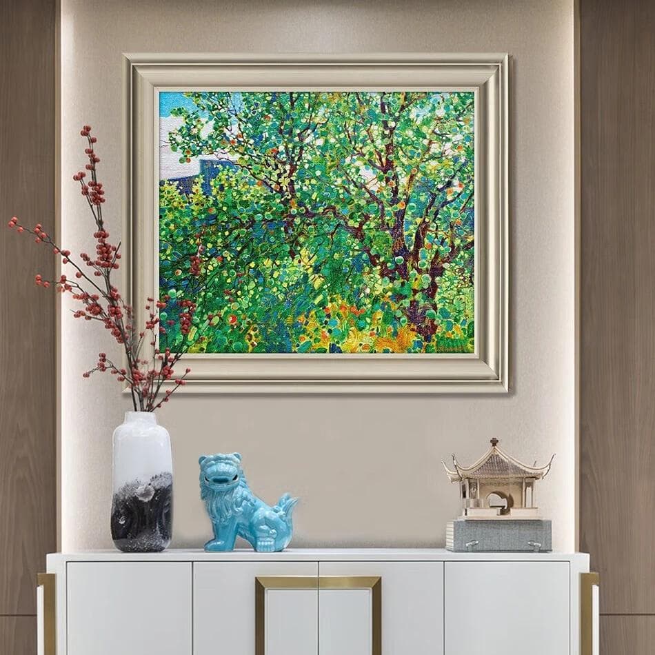 Apple Orchard," American European modern living room decorative painting, dining room bedroom hand-painted textured landscape oil painting.