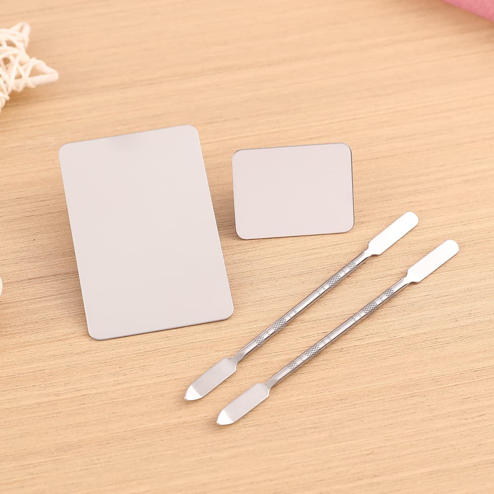 Stainless Steel Mini Palette Set Makeup Foundation Mixing Palette and Stick Tool Kit Factory Supply