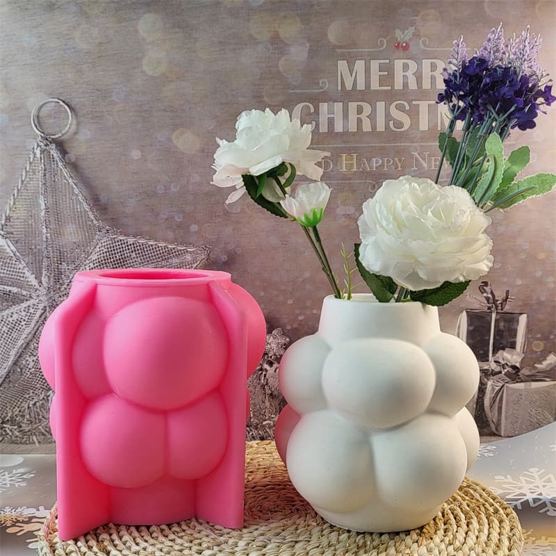 Large wave ball flower pot silicone mold DIY cement plaster decorative flower pot silicone mold W0210