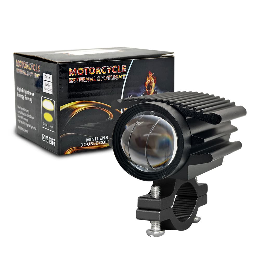 Motorcycle LED Headlight Lens Super Bright Strong Light Road Illumination Electric Bike White Yellow High Low Beam External Front Light Modification
