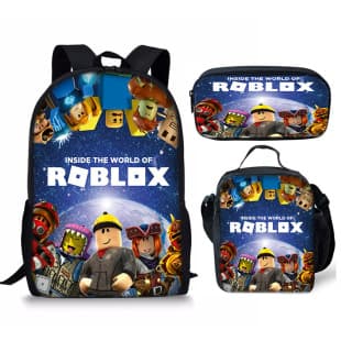 3D New Roblox Student Backpack Lunch Bag Pencil Case Roblox Print Backpack Three-Piece Set