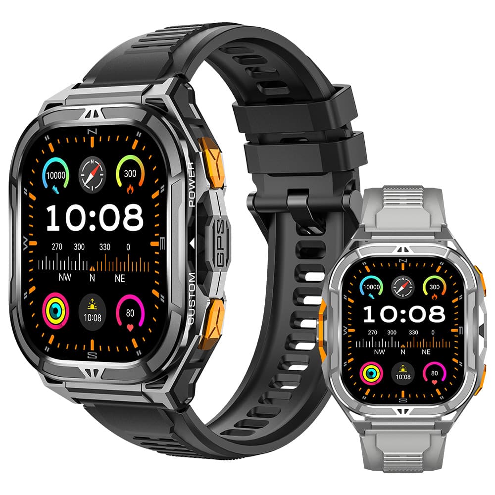 New X5 smart watch GPS1.96 AMOLED large screen 5 ATM waterproof SOS function sports health monitoring