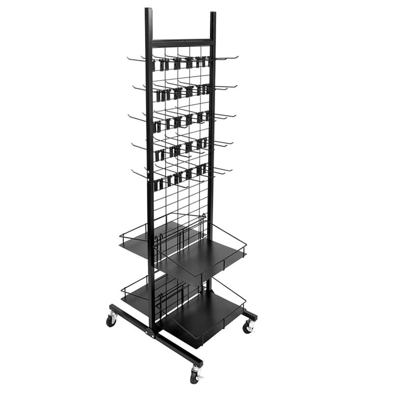 Factory custom double-sided exhibition rack, product promotion stand, stationery storage display rack, portable metal display frame.