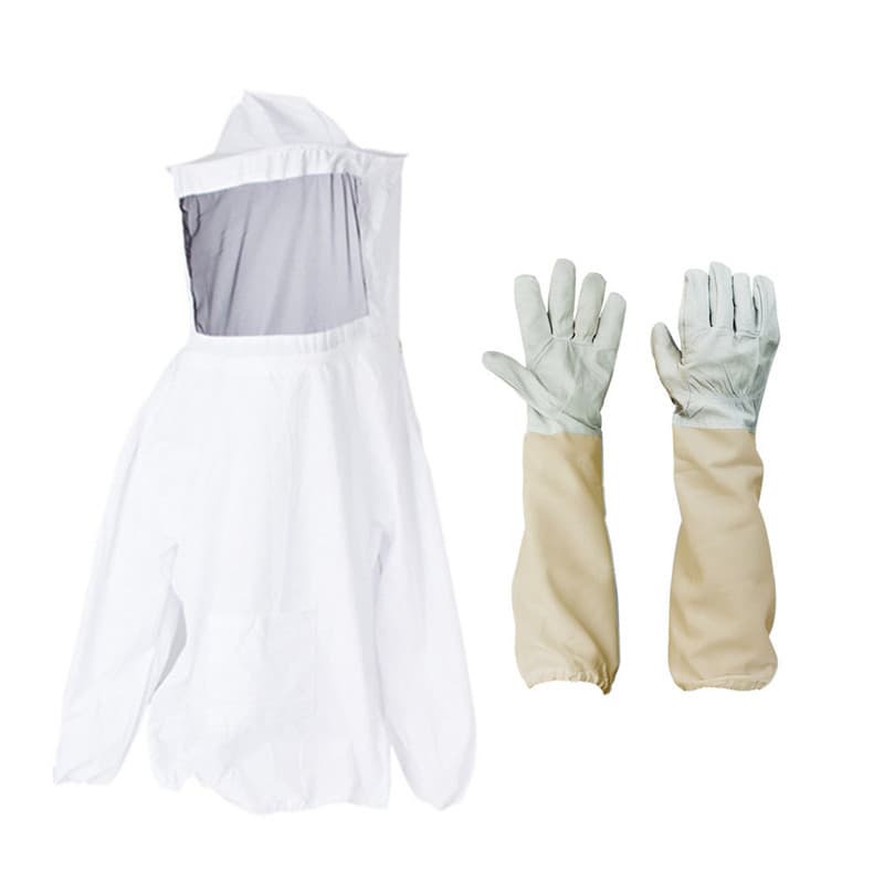 Anti-bee clothing suit ready for wholesale beekeeping bee clothing hooded half jacket top honey farming protective clothing sheepskin hands
