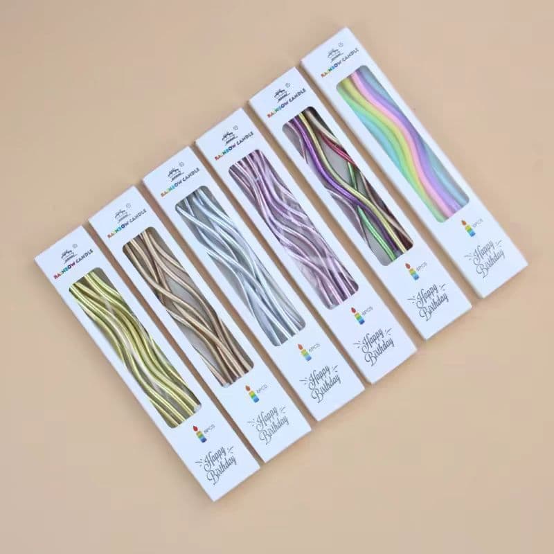 Gold Plated Curved Birthday Cake Candles Silver Curve Wax Wholesale Spiral Creative Thread Candles