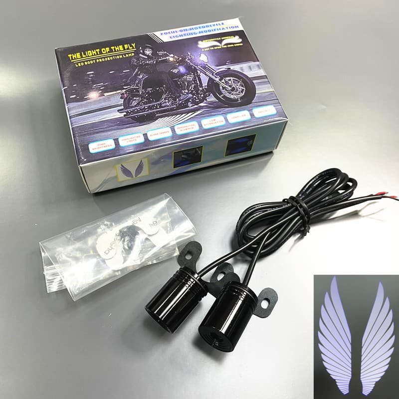 Factory Direct Motorcycle Ground Light Angel Wings Projection Welcome Light Carpet Light Universal Ambient Light