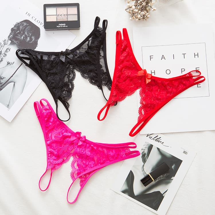 Sexy underwear, sexy and hot, lace transparent open panties, no need to take off, hollow out temptation, low waist, beautiful butt, hot underwear