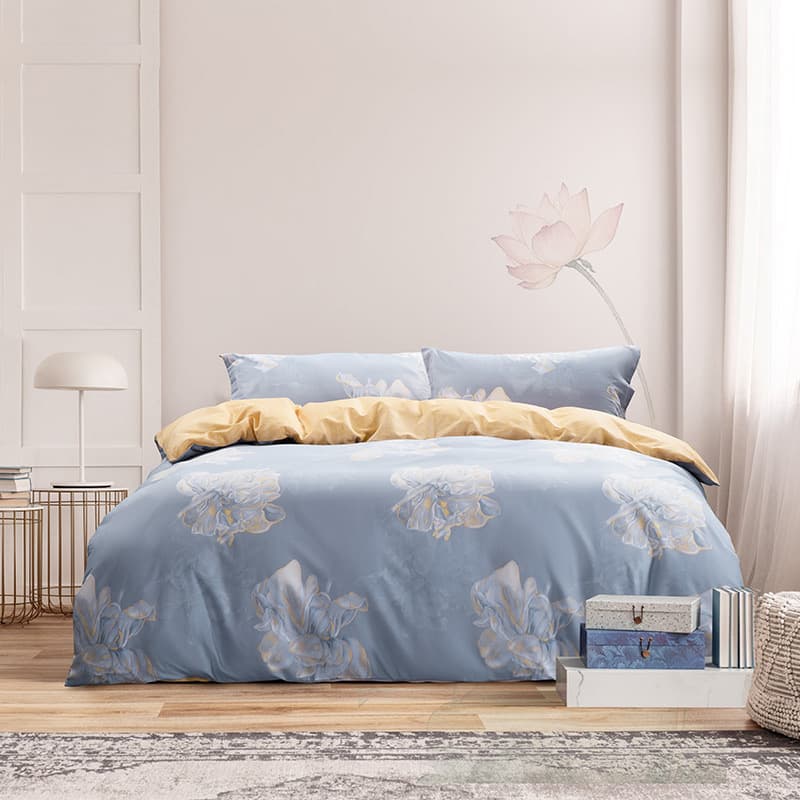 Mercury Home Textiles Four-Piece Set, Pure Cotton All-Cotton 100 Bedding, Fresh All-Season Set, Academy Lotus Pond