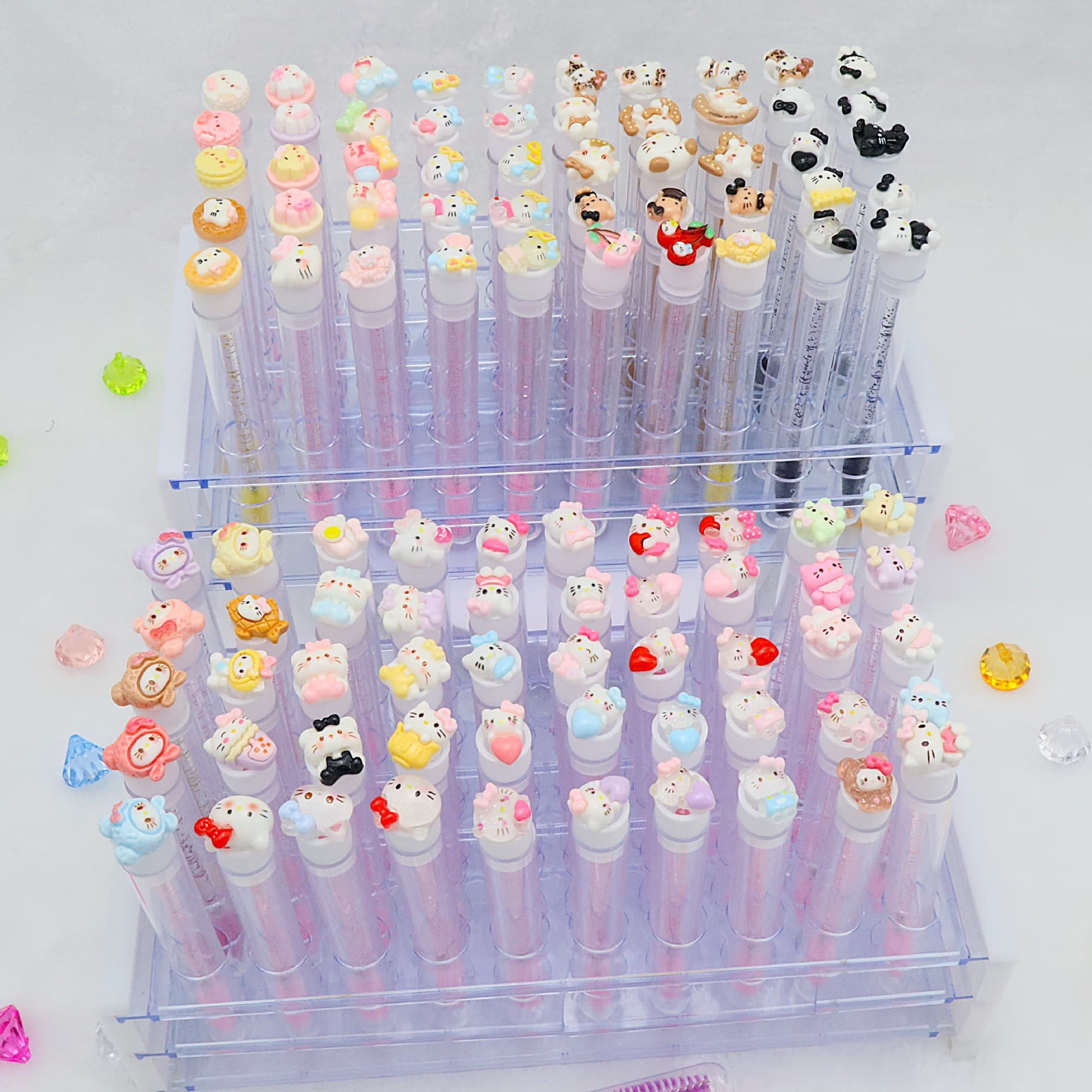 100 Styles Hello Kitty Eyelash Brush Cartoon Tube Pack Eyelash Brush Cartoon Makeup Brush Eyebrow Comb Eyelash Comb