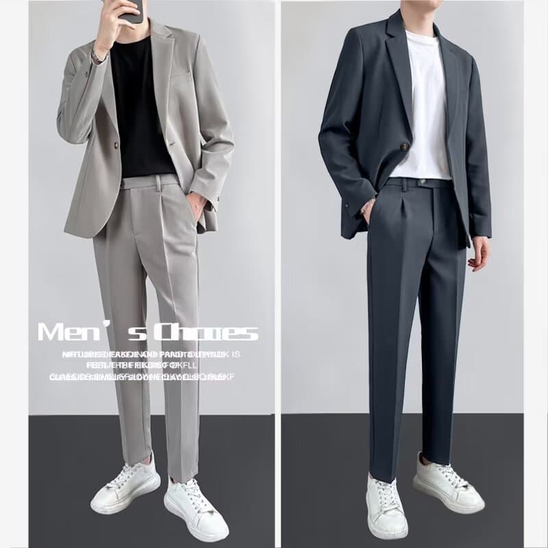 Men's Slim Fit Suit Jacket Groom Wedding Suit Business Professional Formal Draped Suit Pants Men's Casual Set