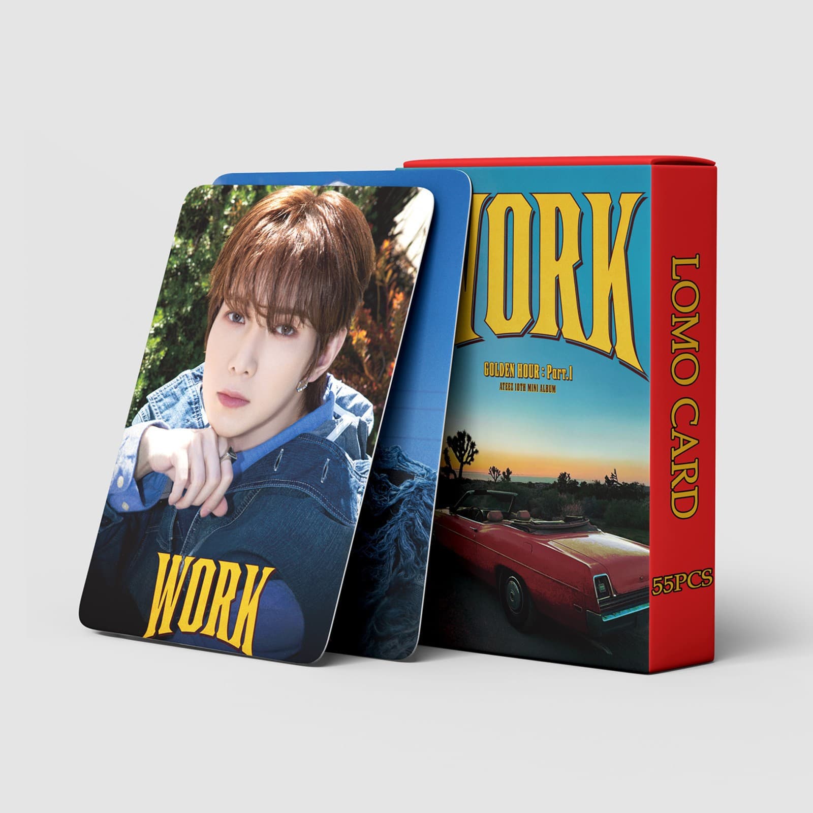 Large stock of 55 ATEEZ albums GOLDEN HOUR collectible cards KPOP star merchandise LOMO cards