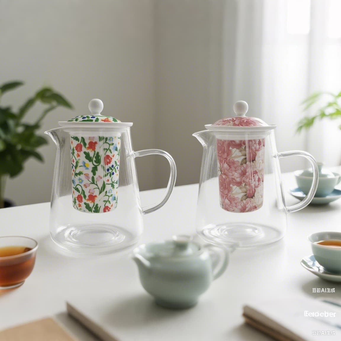 Ceramic filter liner teapot hot water kettle cold kettle high borosilicate glass hot water tea creative tea water separation