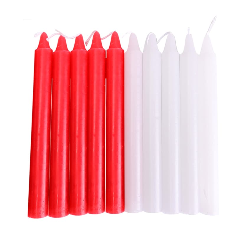 Red and White Candles for Home Emergency Lighting, Daily Candlelight, Indoor Smokeless Long-Burning Stick Candles for Emergencies