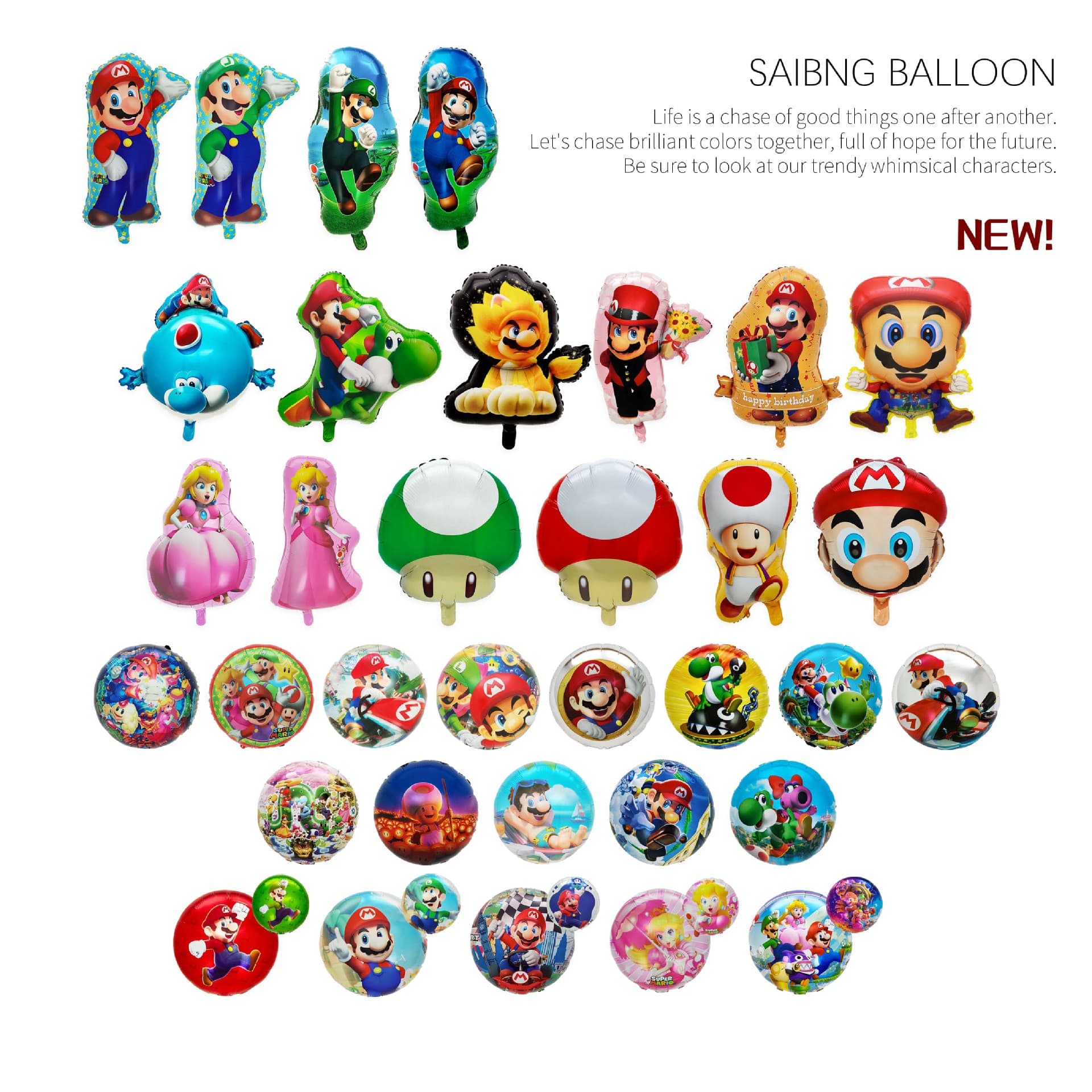 Amazon New Super Mario Cartoon Foil Balloons Luigi Game Theme Kids Birthday Party Balloons