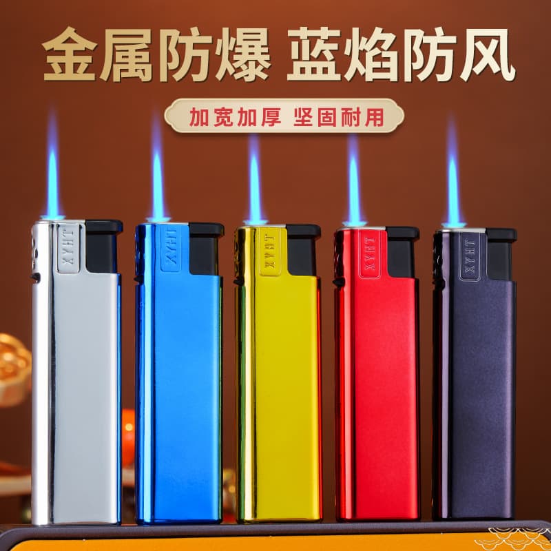 Manufacturer wholesale disposable metal direct injection blue flame windproof lighters advertising imprint engraving customization