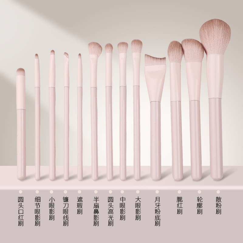 Pink Peach Makeup Brush Set, Eyeshadow Blush Contour Blending Nose Shadow Concealer, Beginner Full Set Brushes