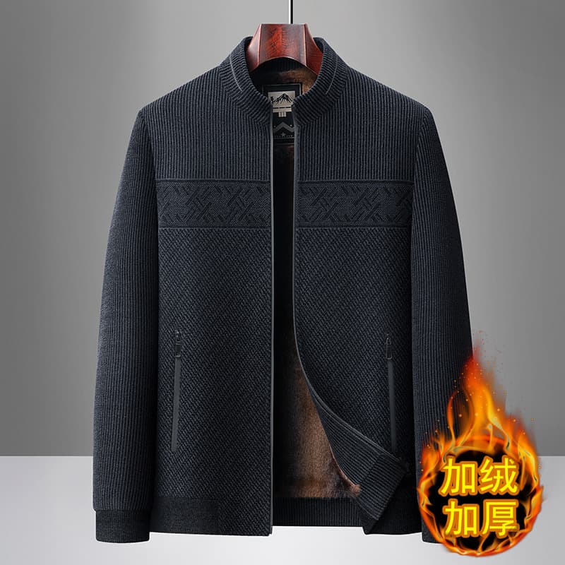 Winter Outerwear 2026 New Spring Men's Casual Wool Coat Men's Stand Collar Middle-Aged Thickened Woolen Jacket
