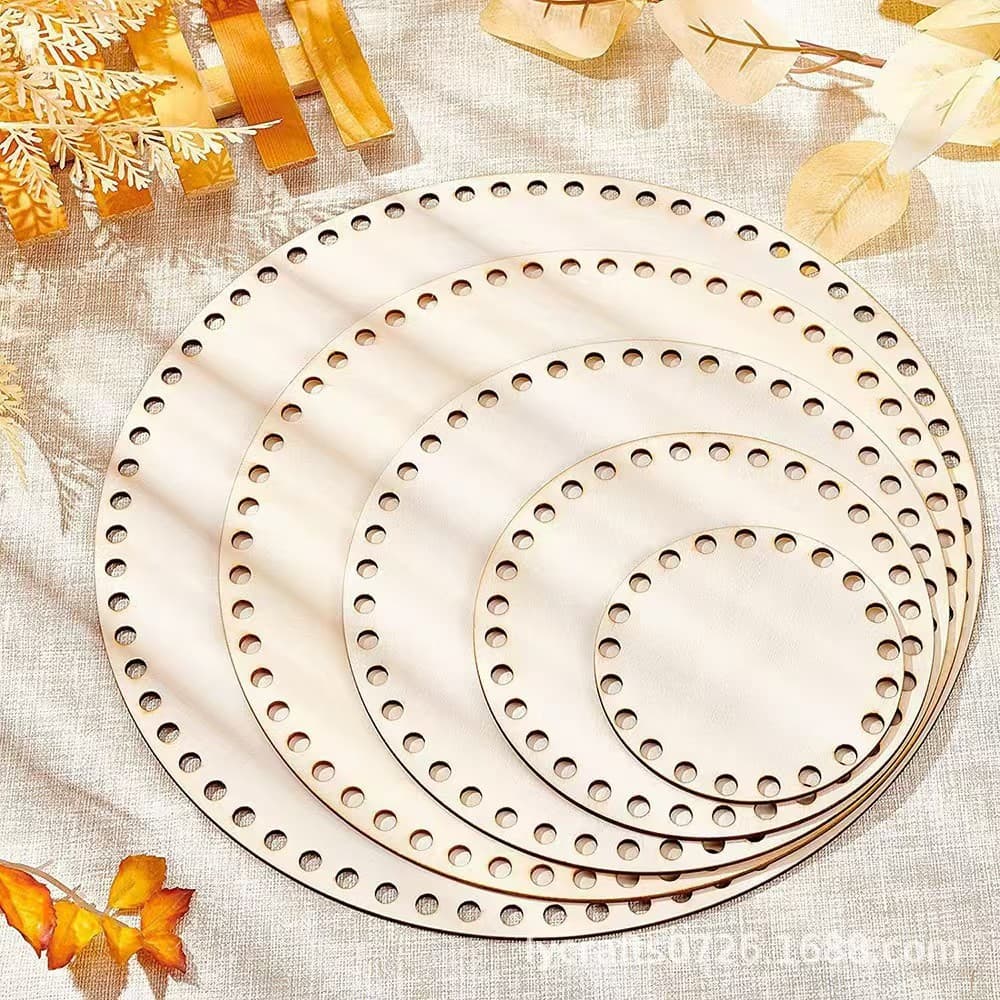 Foreign trade wooden mini cross stitch fixed frame DIY round oval embroidery stretch embroidery frame bottom wooden bottom crochet basket