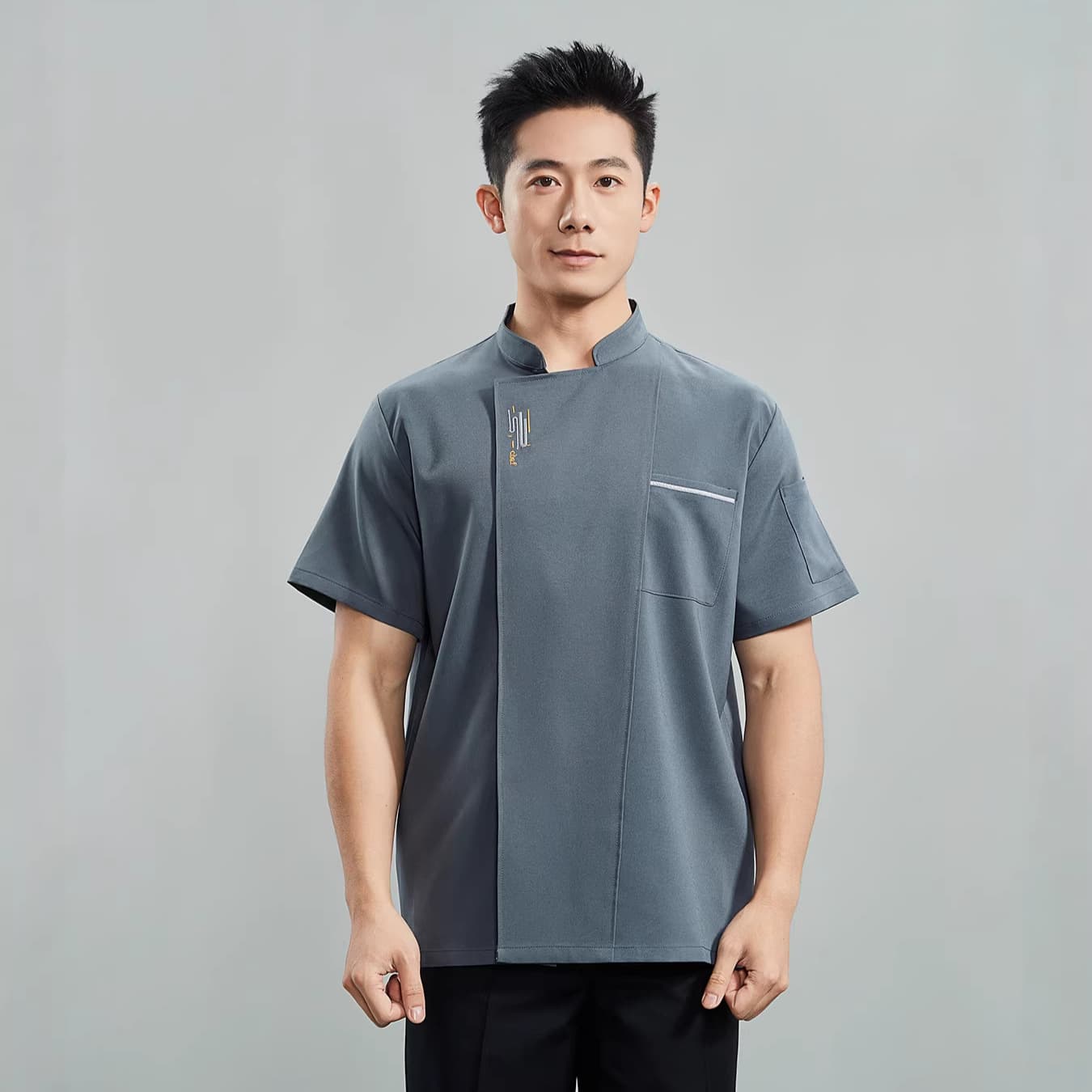 Summer Chef Work Uniform Thin Short-Sleeve Restaurant BBQ Shop Baking Pastry Chef Back Kitchen Workwear Unisex
