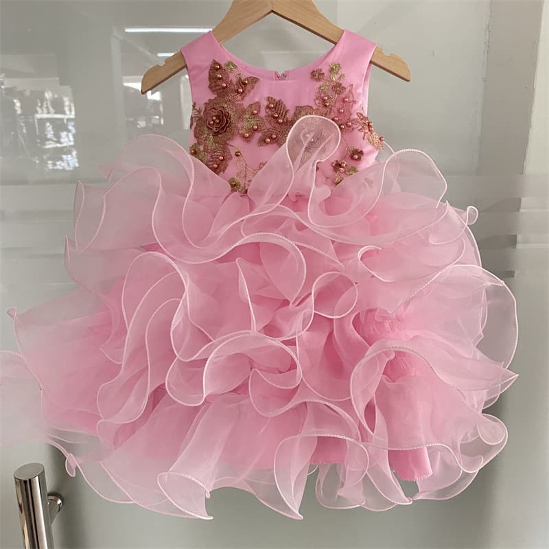 Korean spring first year bb birthday romantic purple fluffy flower girl dress dress children's clothing manufacturer wholesale