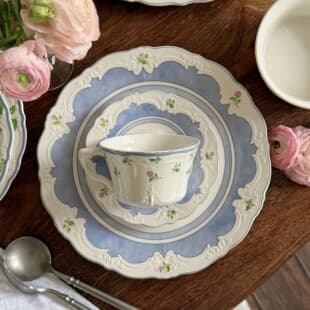 French Vintage Rose Story Ceramic Tableware, Dessert Plate, Dinner Plate, Cup and Saucer, Soup Plate, Bowl, Western Food Plate, High-Aesthetic Plate