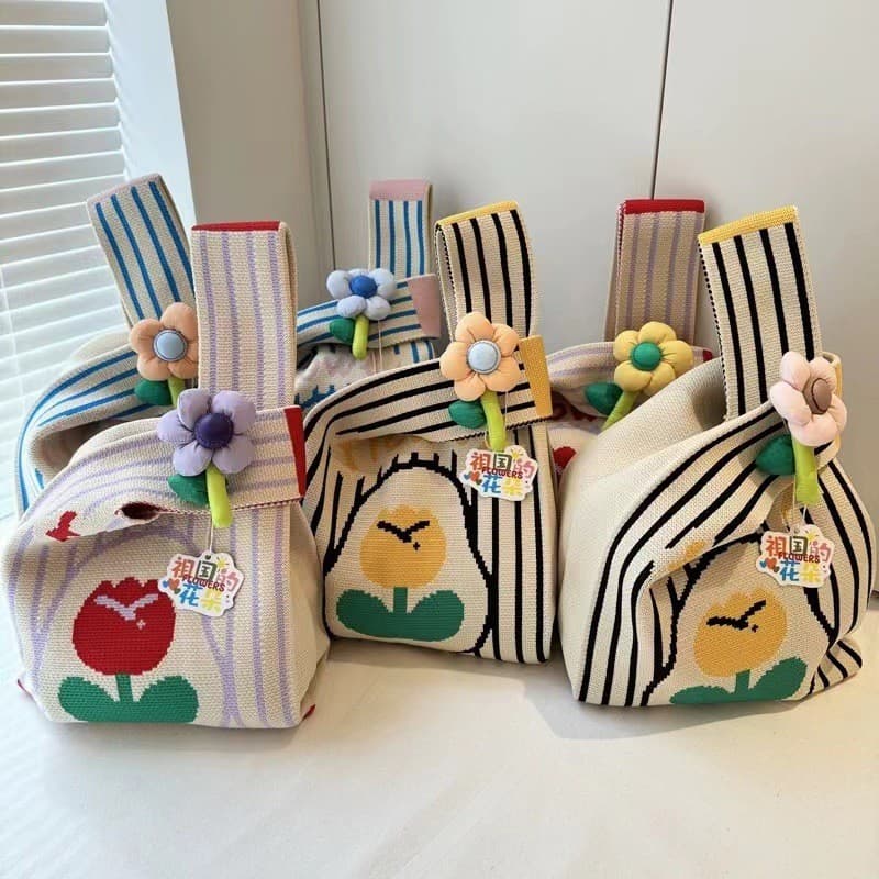 Baby Shower Gift Bag Wristlet, Children's Birthday Woven Bag, Party Favor Bag, Candy Bag, Handheld