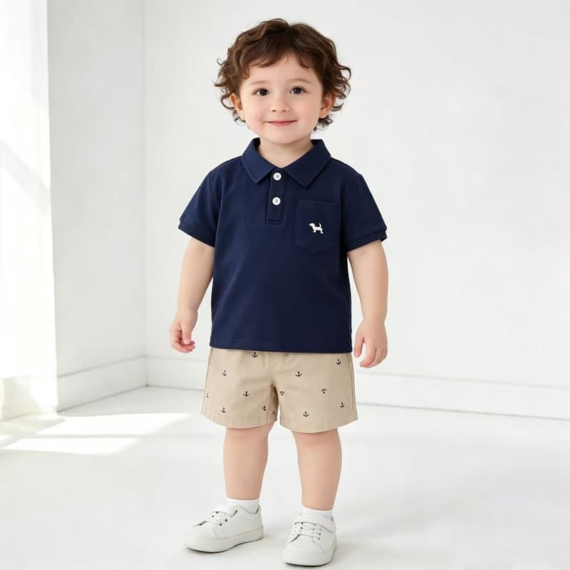 Boys T-Shirt Short Sleeve Embroidered 2026 New Summer Children's Clothing Polo Shirt Baby Stylish Korean Version