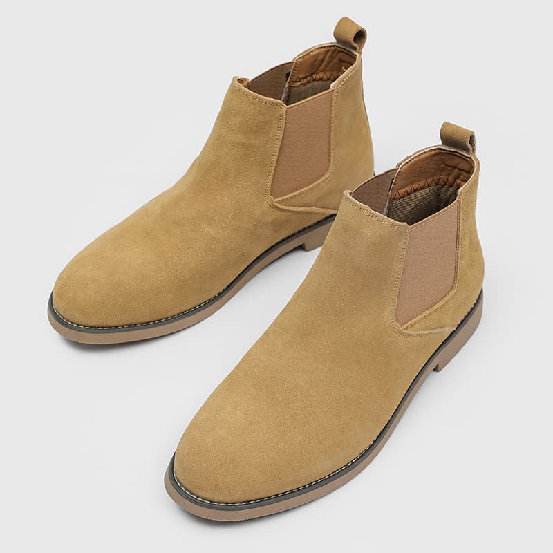 Martin boots, Chelsea style, slip-on ankle boots, suede, versatile, casual, trendy men's boots, 53234 yellow-J