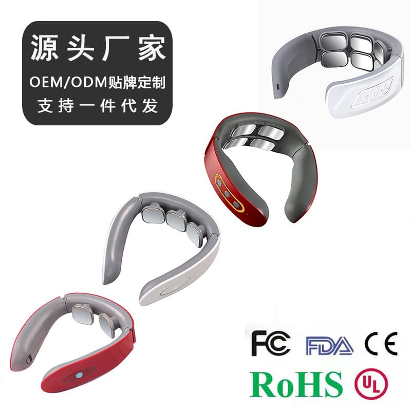 Portable cervical massager with multi-function electrotherapy and pulse heating for neck care