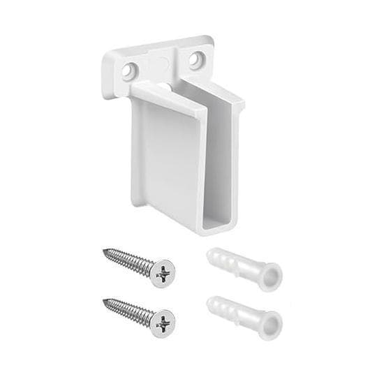 RV Window Rod Plastic Support with Wire Bracket and White Wall Mount (Includes Screws)
