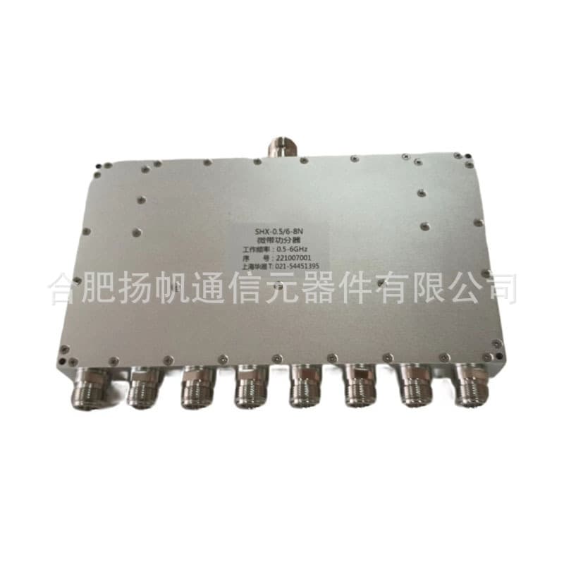 500-6000MHz 20W 11.8dB Insertion Loss, 8-Way Power Divider, SMA Female Interface
