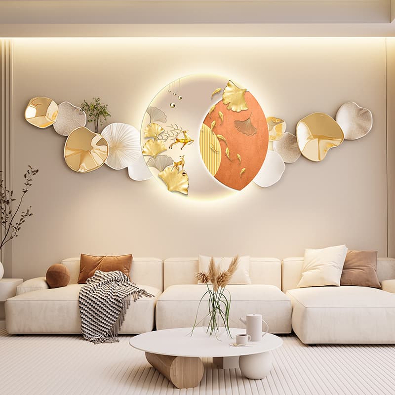 New Hydroponic Green Plant Wall Art with LED Lighting Decorative Painting for Bedroom, Stone Brings Fortune Premium Headboard Wall Decor