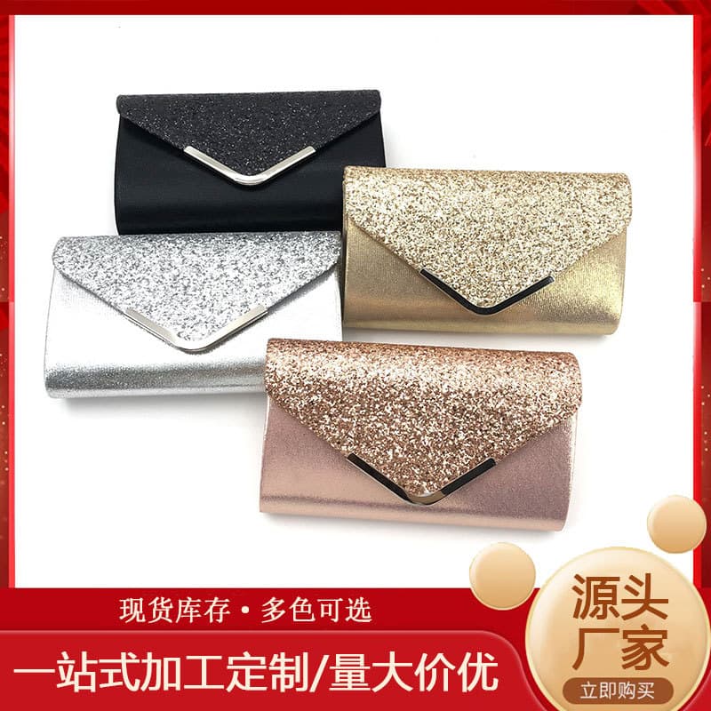 Hot-Selling Fashion Crossbody Clutch Evening Bag V-Shaped Splicing Sequin Dress Versatile Evening Bag Cheongsam Women's Bag