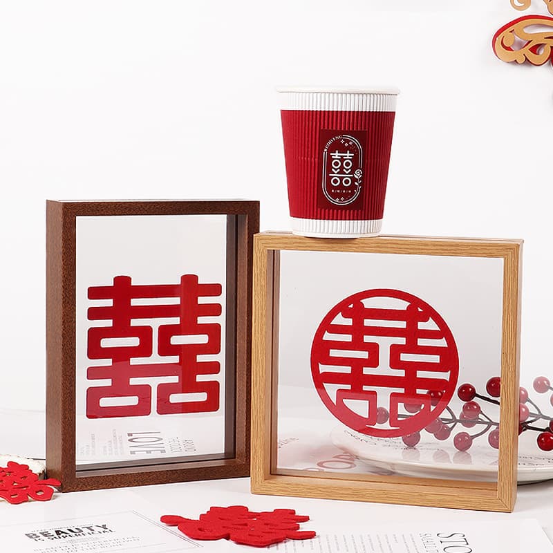 Wholesale wedding decoration supplies, bride and groom photo frames, square and rectangular frames with Chinese double happiness character